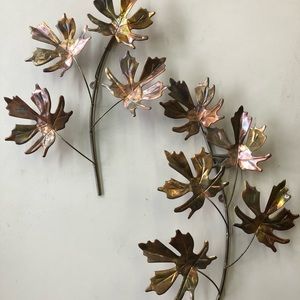 Vintage brass leaf wall art decor